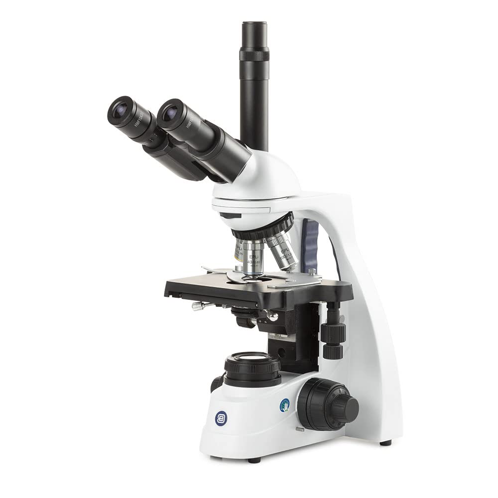 Globe Scientific bScope trinocular microscope with infinity-corrected optics for classroom and lab inspection.