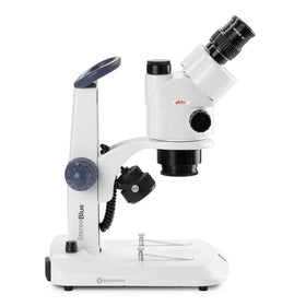 Globe Scientific StereoBlue ergonomic stand supports comfortable posture during extended use.