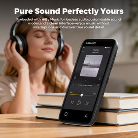 Globluum 4-inch home screen shows quick navigation for music