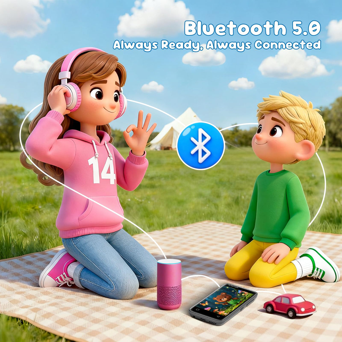 Globluum MP3 Player for Kids close-up buttons, easy accessibility for kids