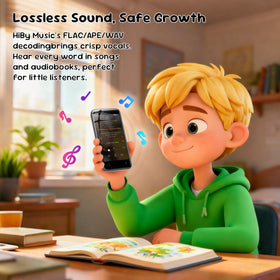 Globluum MP3 Player for Kids screen display demonstrates kid-friendly interface and quick navigation