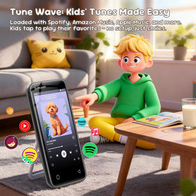 Globluum MP3 Player for Kids side view shows compact, easy-to-hold design for small hands