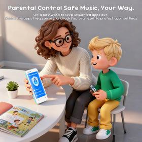 Globluum MP3 Player for Kids preinstalled apps display mint green, instant music access.