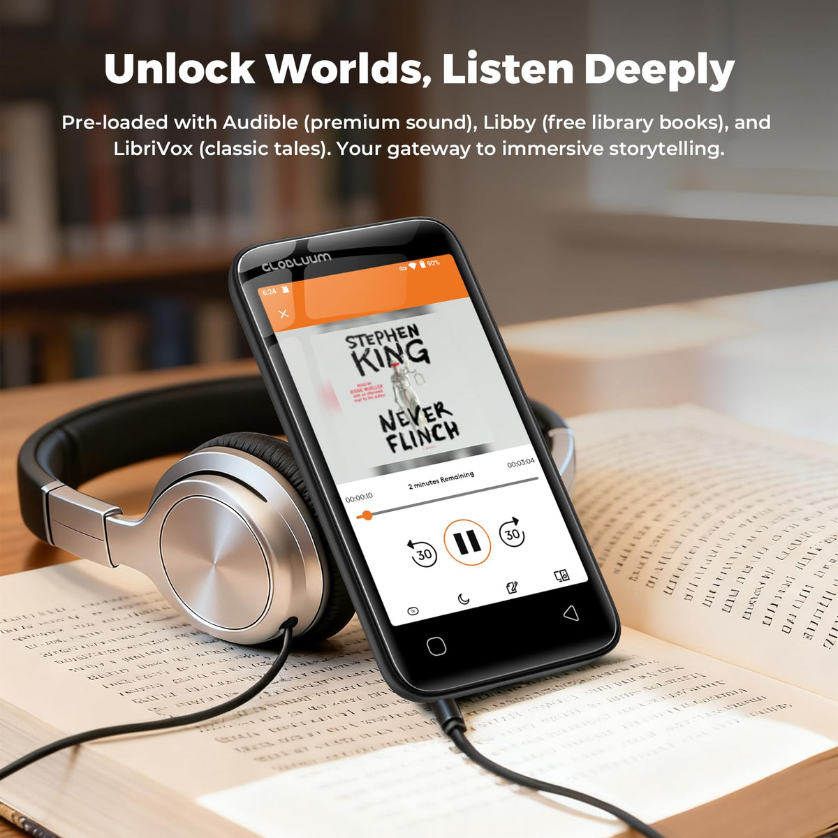 Globluum screen showing Spotify app ready to play music