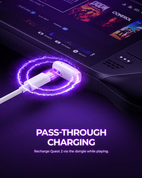 Globvanx V2 USB-C dongle plugged into Nintendo Switch demonstrating low-latency benefit