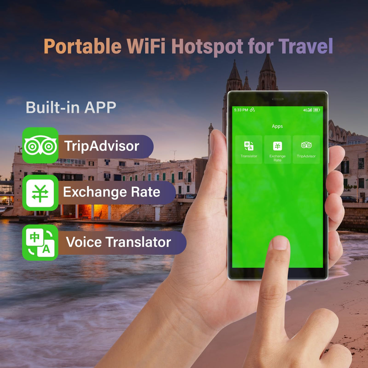 GlocalMe G4 Pro uses Cloud SIM technology to auto select the best local networks.