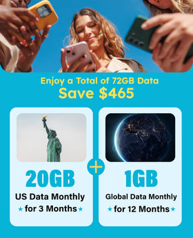 GlocalMe UPP shows US data and global data options for worldwide browsing.