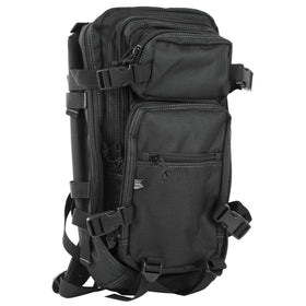 GLOCK backpack front view showing compact silhouette and secure zippers for reliable transport