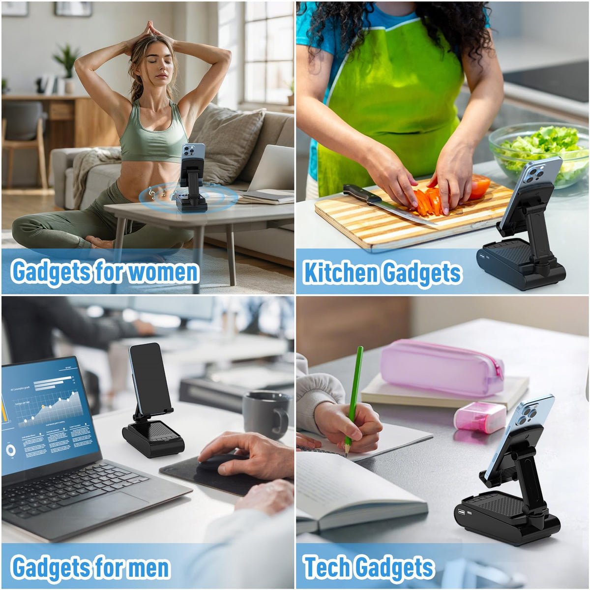GLOPUS USB charging port keeps devices powered during work or travel.