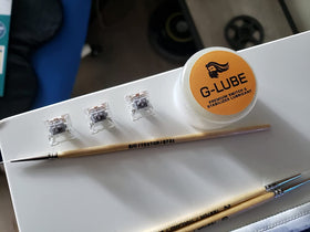 Glorious G-Lube Switch in-use shot shows precise drop application.