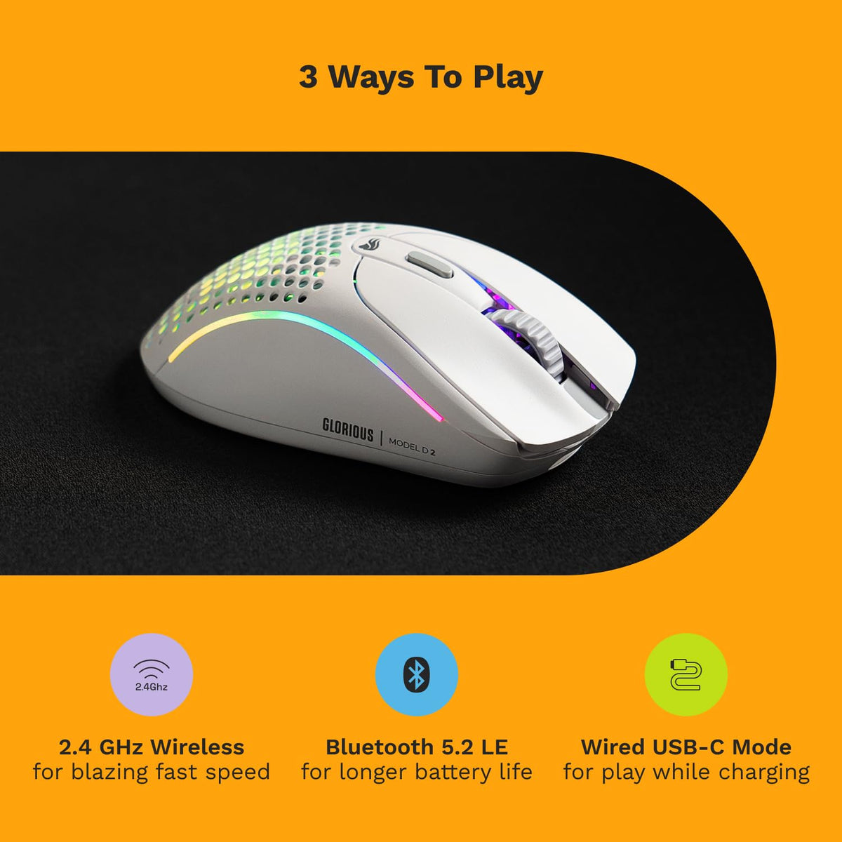 GLORIOUS Model D 2 Wireless 80 million clicks durability for long-lasting reliability.
