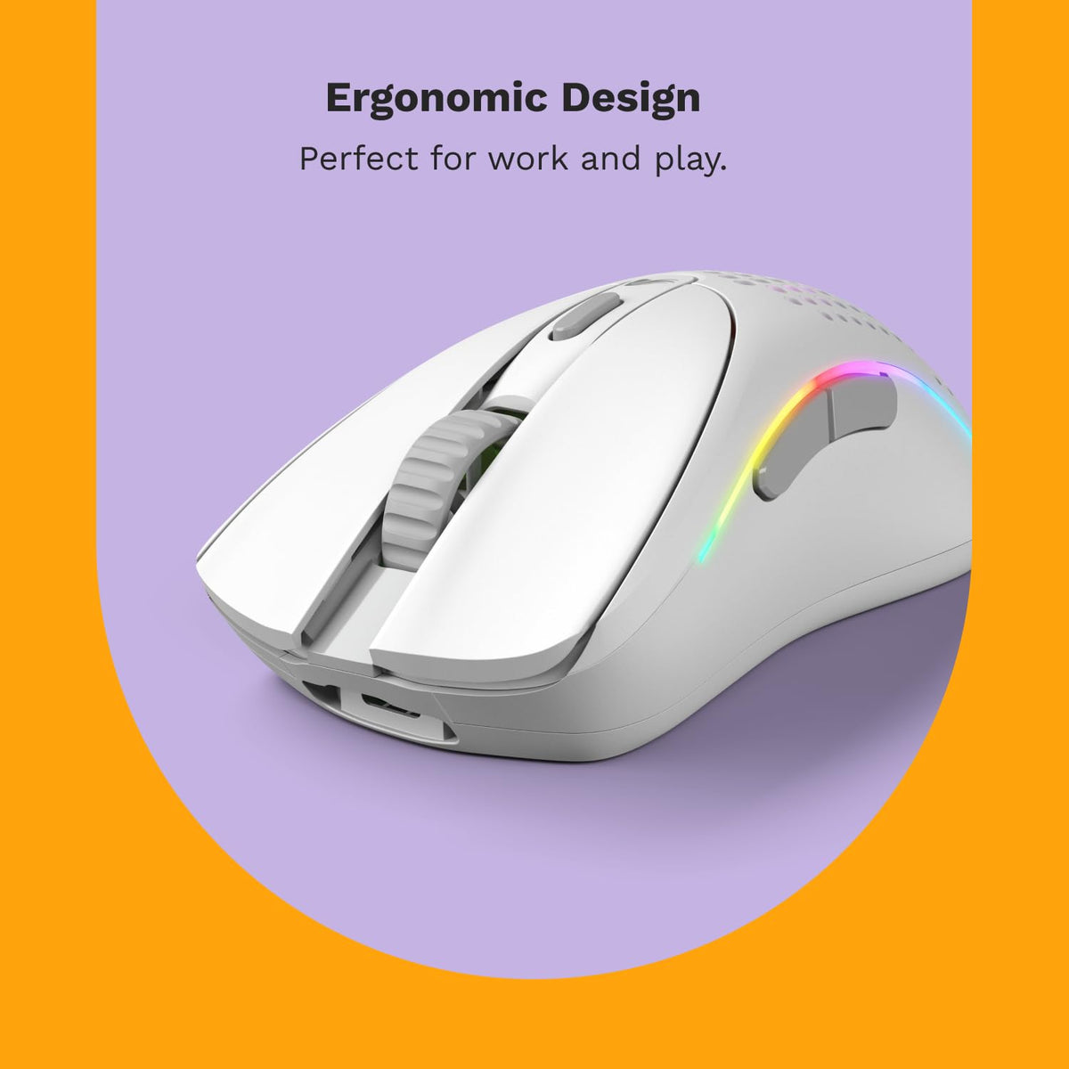 GLORIOUS Model D 2 Wireless side profile shows slim, lightweight silhouette for fast reactions.