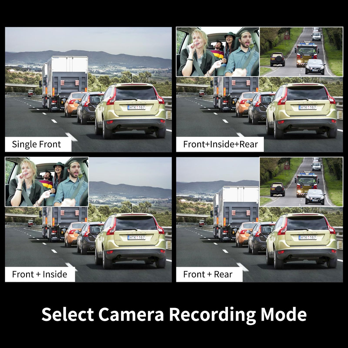 Gloryes dash cam rear view provides clear 1080P backup footage.