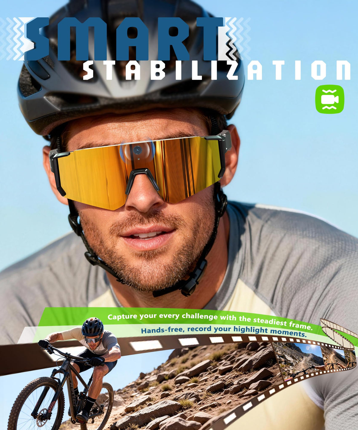 GLOSSIA AI Ultra Pro 6-axis EIS stabilizes motion for smooth action footage.