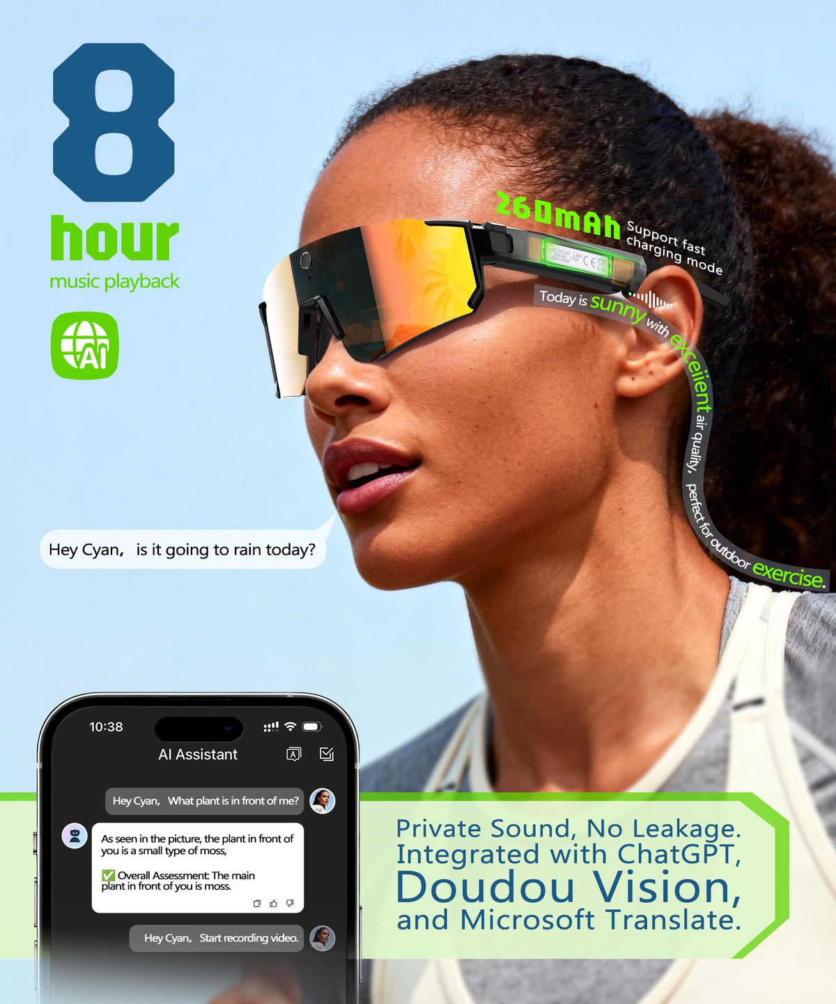 GLOSSIA AI Ultra Pro with ChatGPT-4o voice assistant for hands-free productivity.