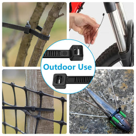 Glufirm zip ties 10 inch outdoor-ready with strong 45lb strength.