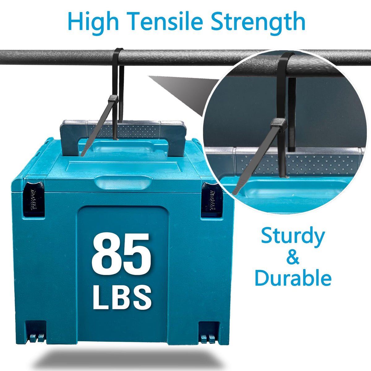 Glufirm Zip Ties double-sided toothed design for secure fastening