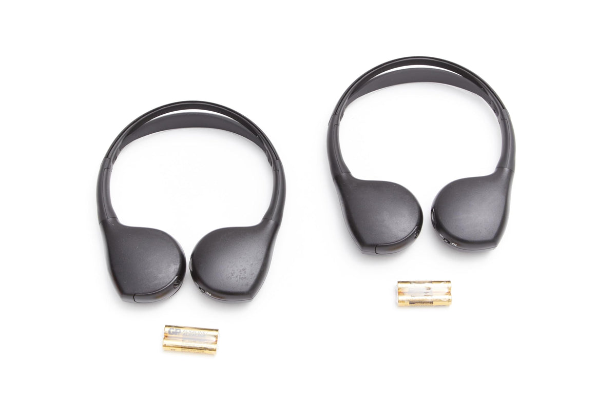 GM Genuine Parts dual-channel IR headphones front view for rear-seat entertainment