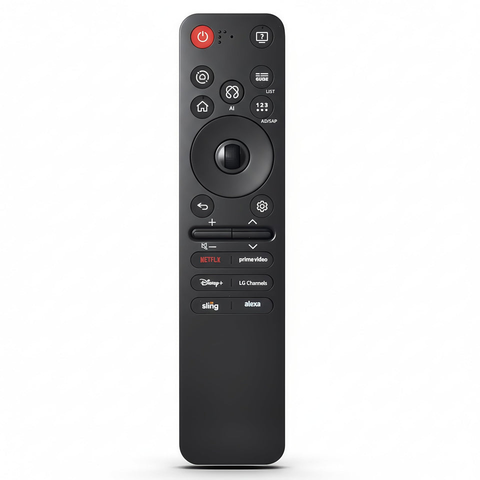 Gmatrix LG remote with voice and pointer front view for easy navigation.