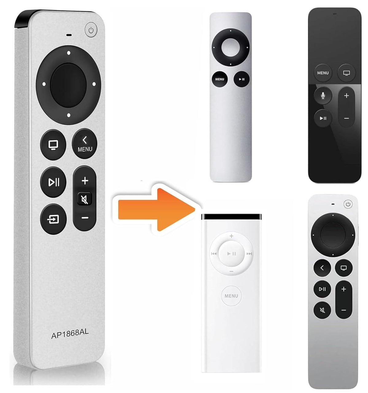 Gmatrix replacement Apple TV remote back view showing battery access