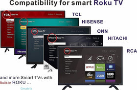Gmatrix Roku TV remote close-up of clearly labeled buttons