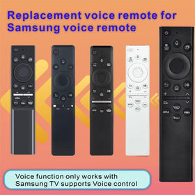 Gmatrix Samsung remote voice-control button close-up for precise searches.