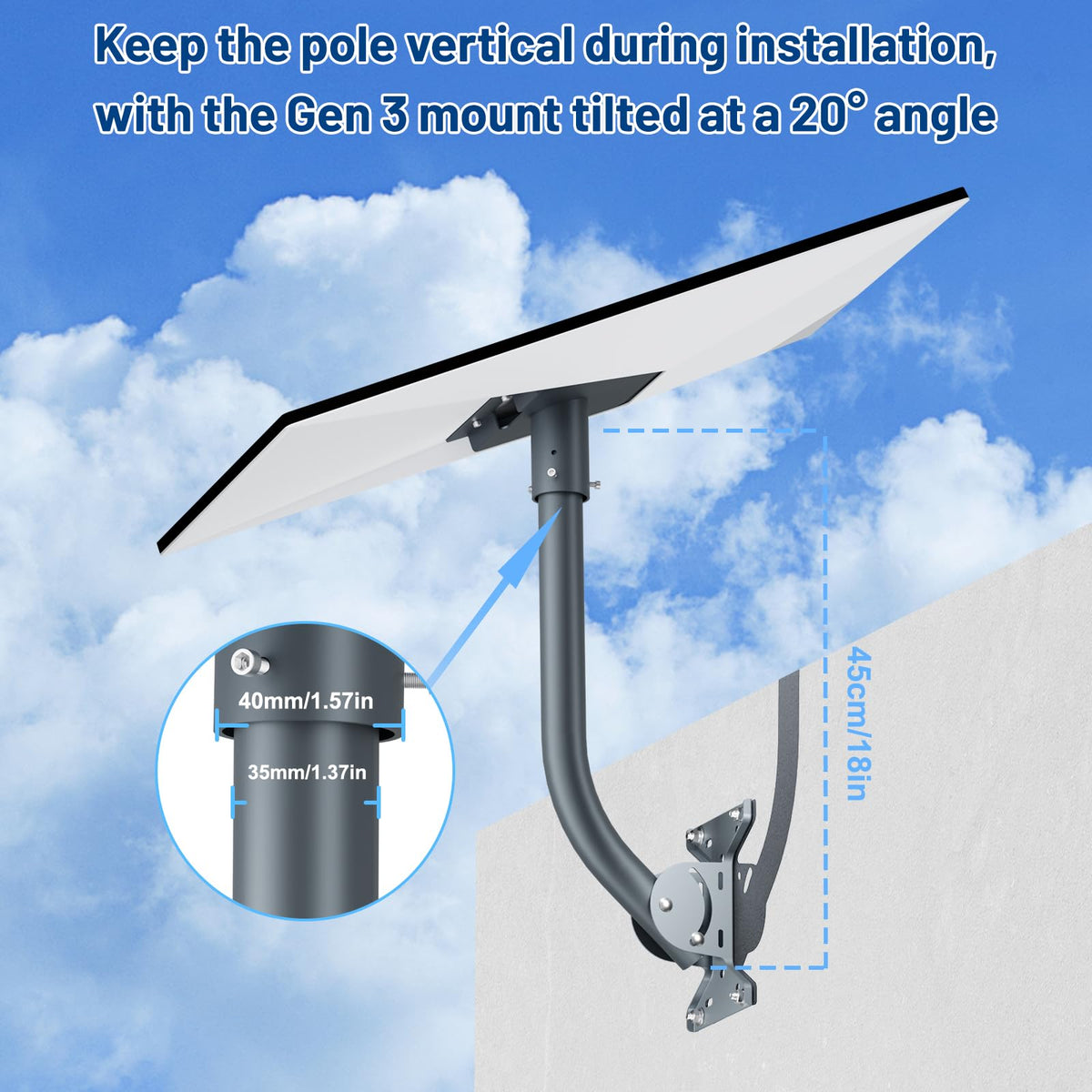 GNENANG Starlink Gen 3 wall-mount kit enables flexible placement for optimal signal reception.