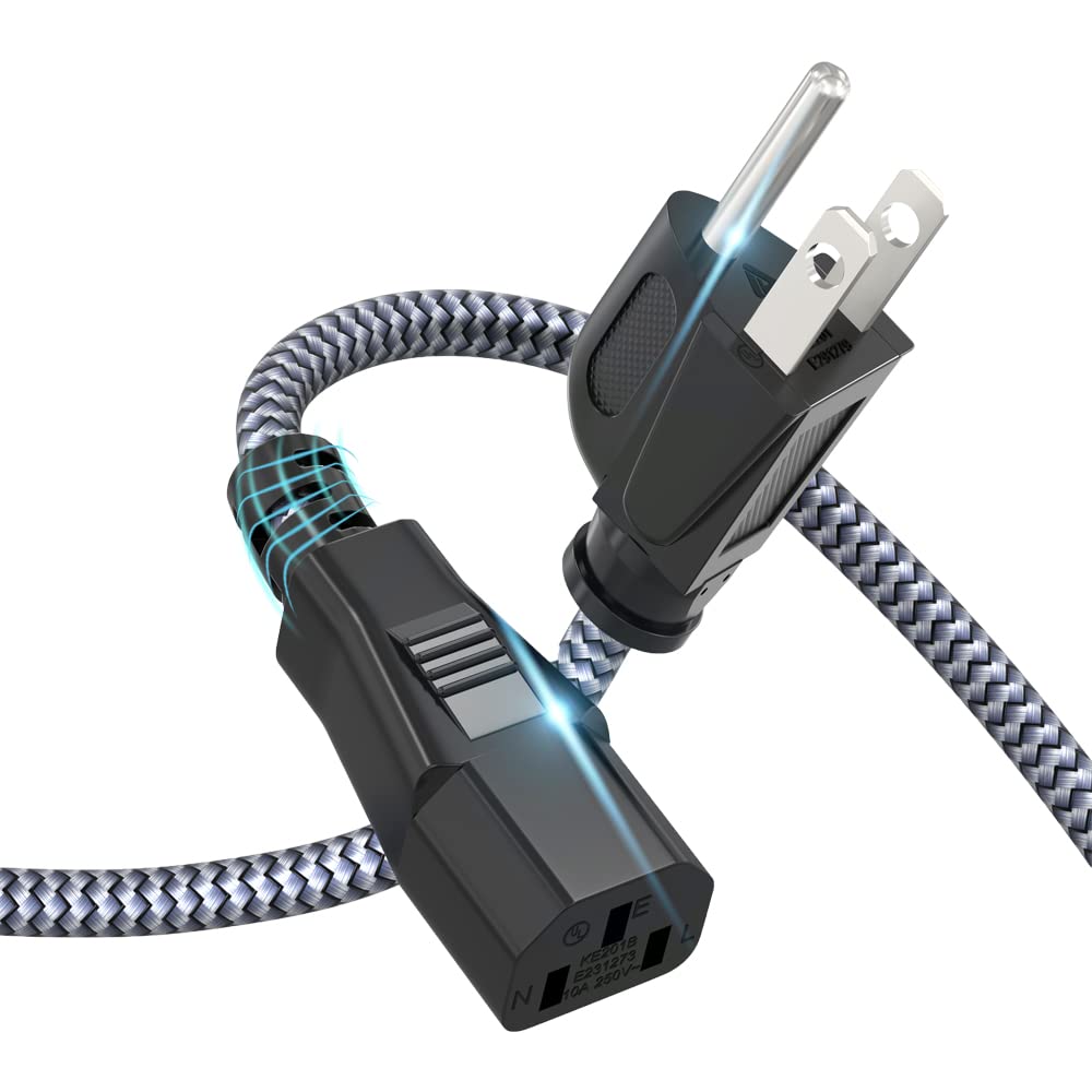Goalfish 10A nylon braided power cord, 10ft length for reliable desktop power.
