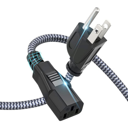 Goalfish 10A nylon braided power cord, 10ft length for reliable desktop power.