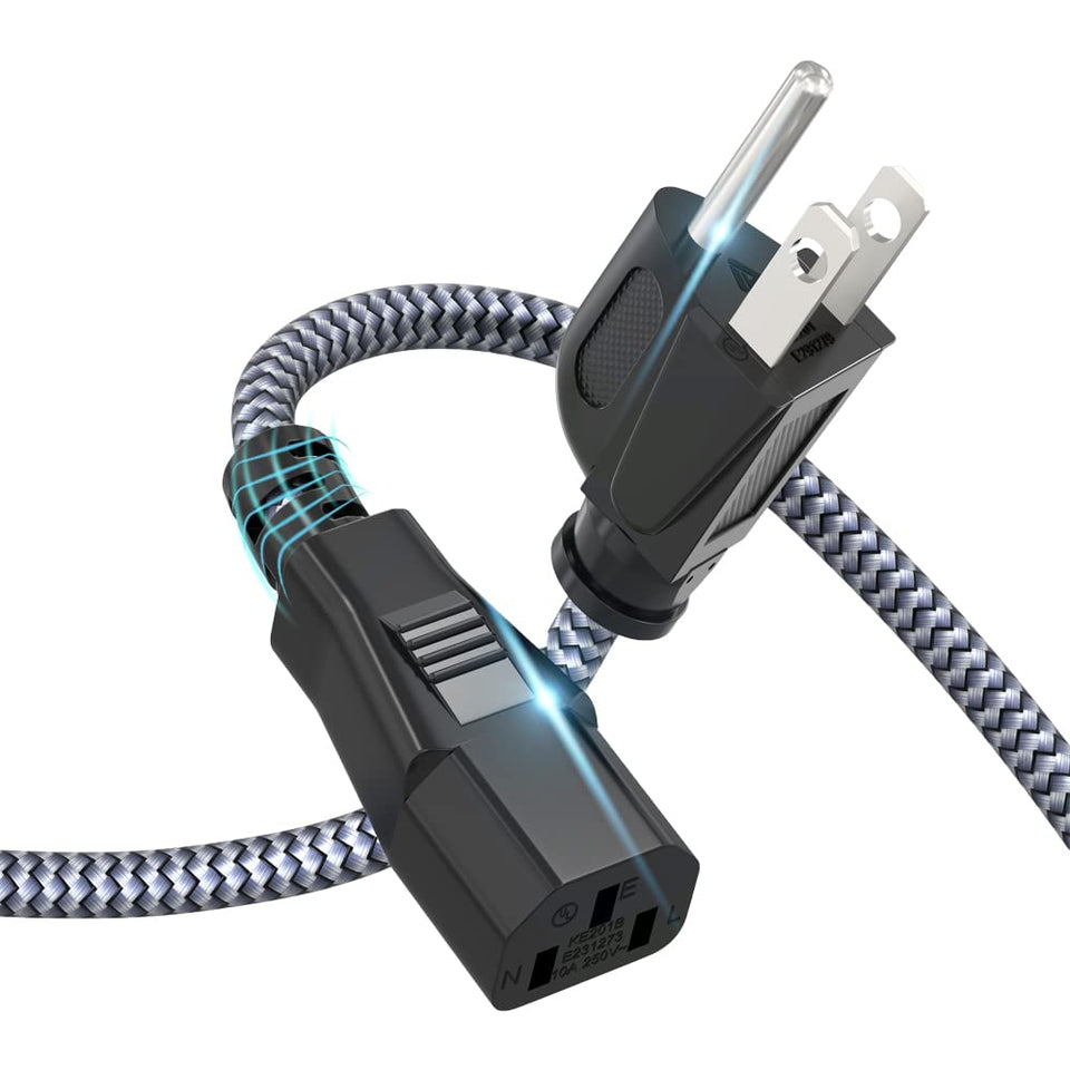 Goalfish 10A nylon braided power cord, 10ft length for reliable desktop power.