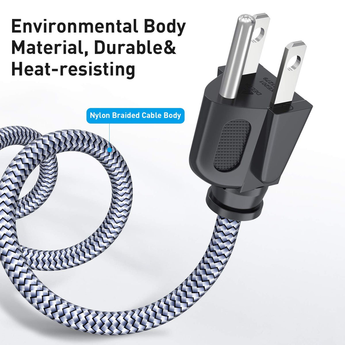 Goalfish braided nylon power cord reduces tangles and wear