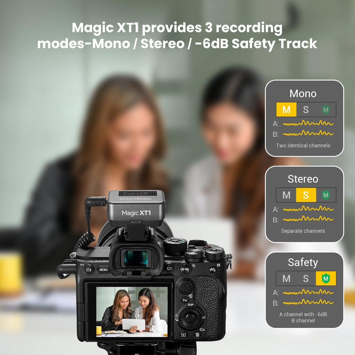 GODOX Magic XT1 noise cancellation minimizes background chatter during interviews.