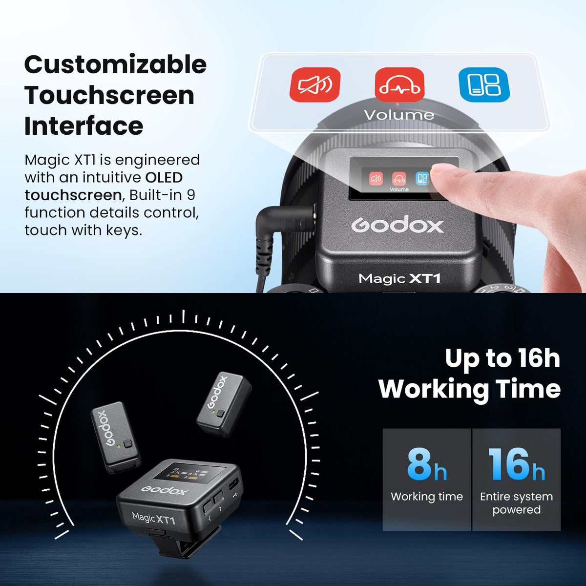 GODOX Magic XT1 receiver with display ensures clear monitoring.