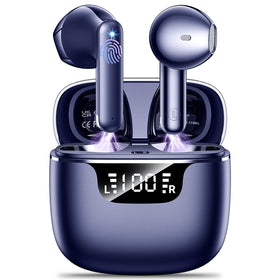 Godyse wireless earbuds with LED case display showing battery status clearly