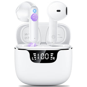 Godyse wireless earbuds with LED display on the case for quick battery check