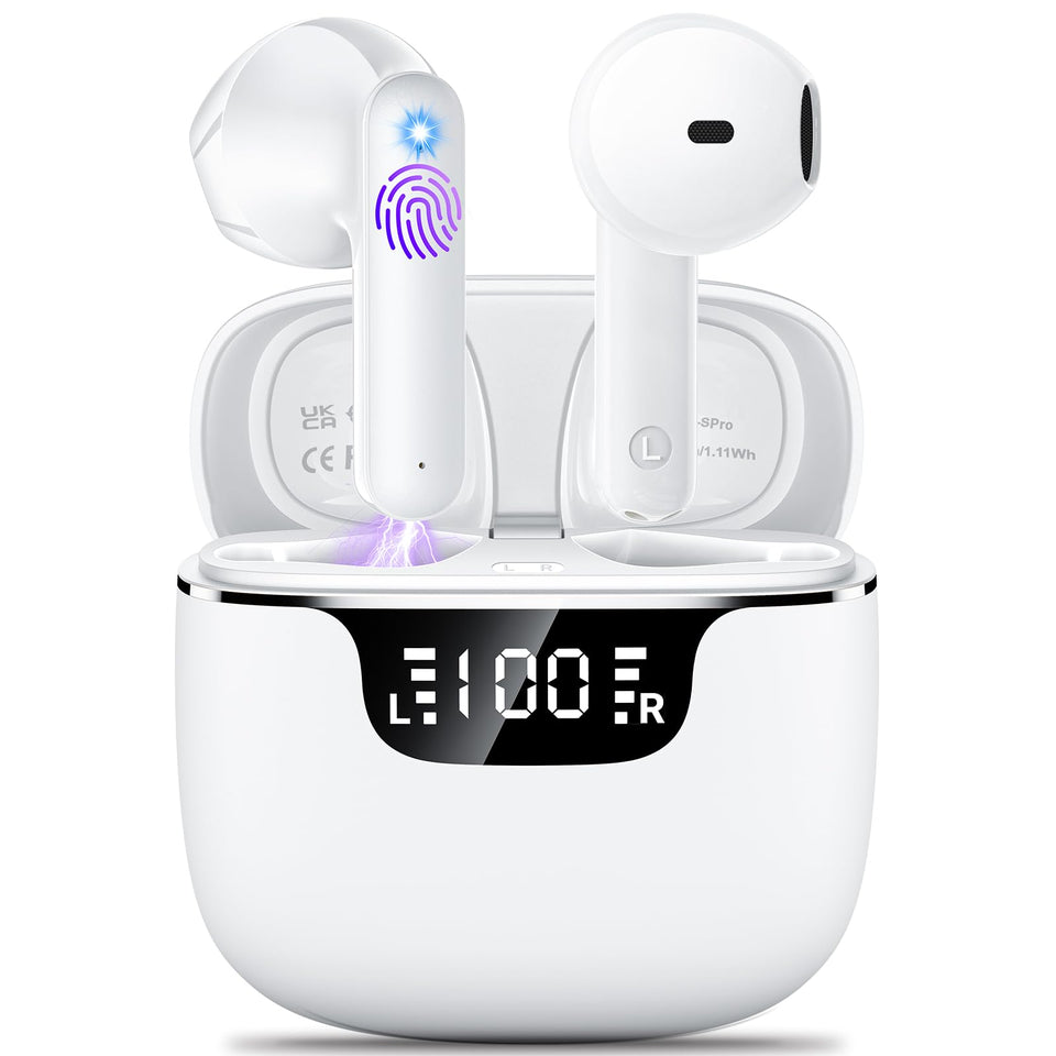Godyse wireless earbuds with LED display on the case for quick battery check