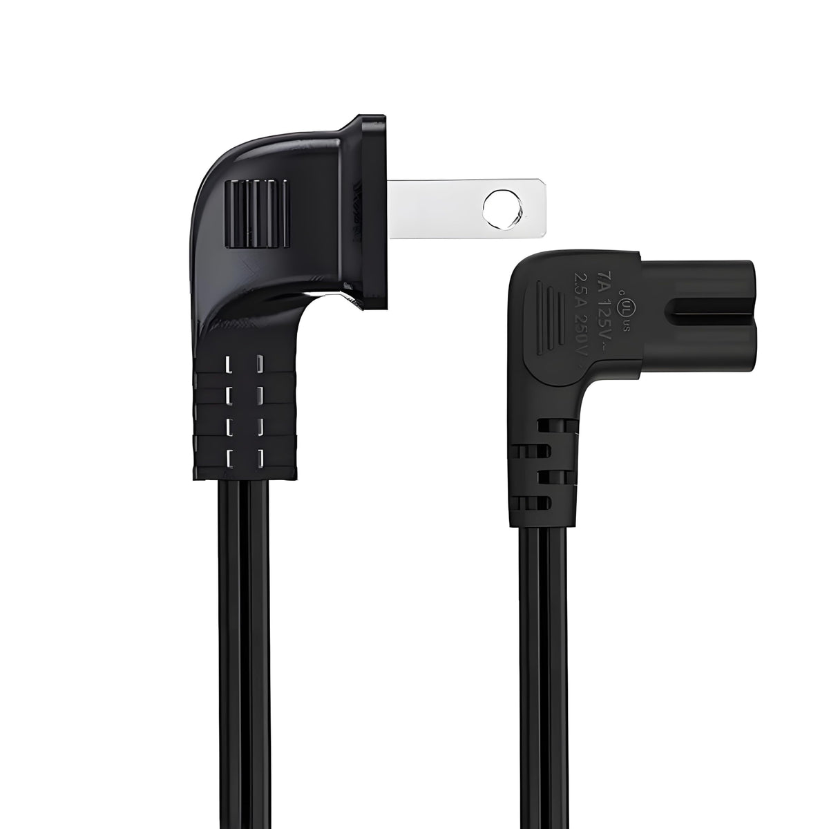 Goffeu 2-prong L-shaped power cord for LG TVs — space-saving, wall-friendly design.