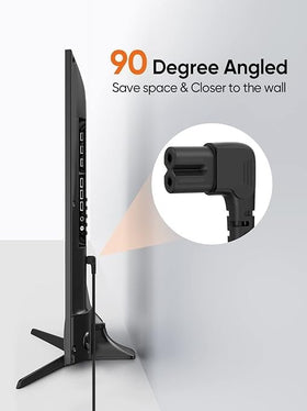 Goffeu 90-degree L-shaped power cord for TVs — prevents bending near the wall.
