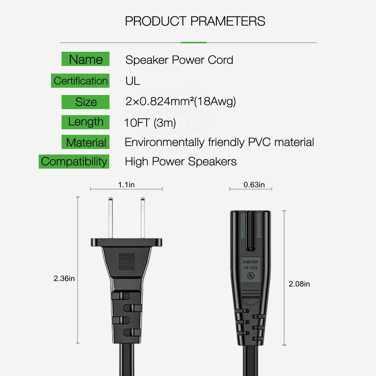 Goffeu tv-power-cable in use shows durable PVC construction for daily setup.