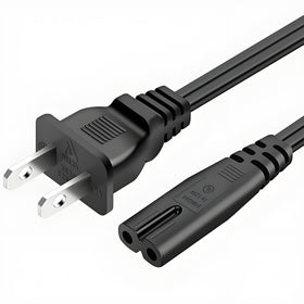 Goffeu 2-prong power cable connected to Samsung TV for reliable power delivery.