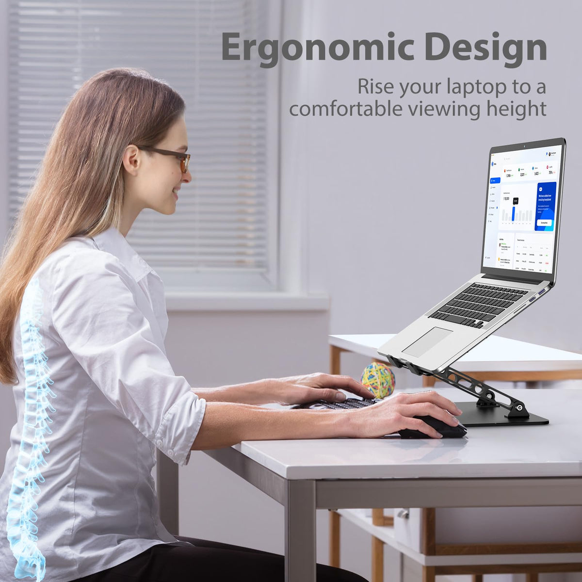 Foldable Gogoonike laptop stand showing portable travel compatibility