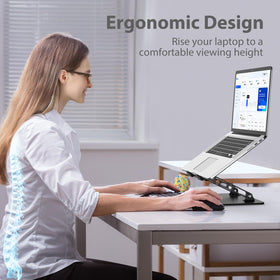 Foldable Gogoonike laptop stand showing portable travel compatibility