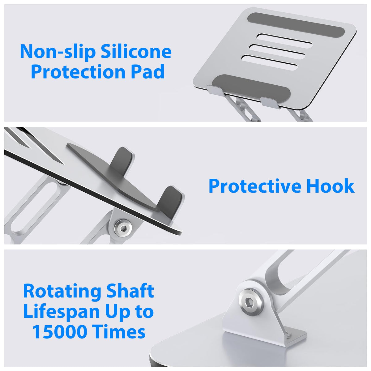 Gogoonike laptop stand antislip-mats prevent slipping for secure placement.