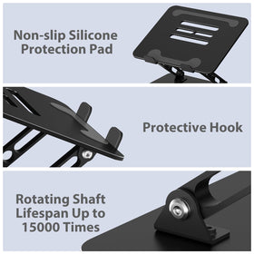 Ergonomic height adjustment on Gogoonike laptop stand reducing neck strain