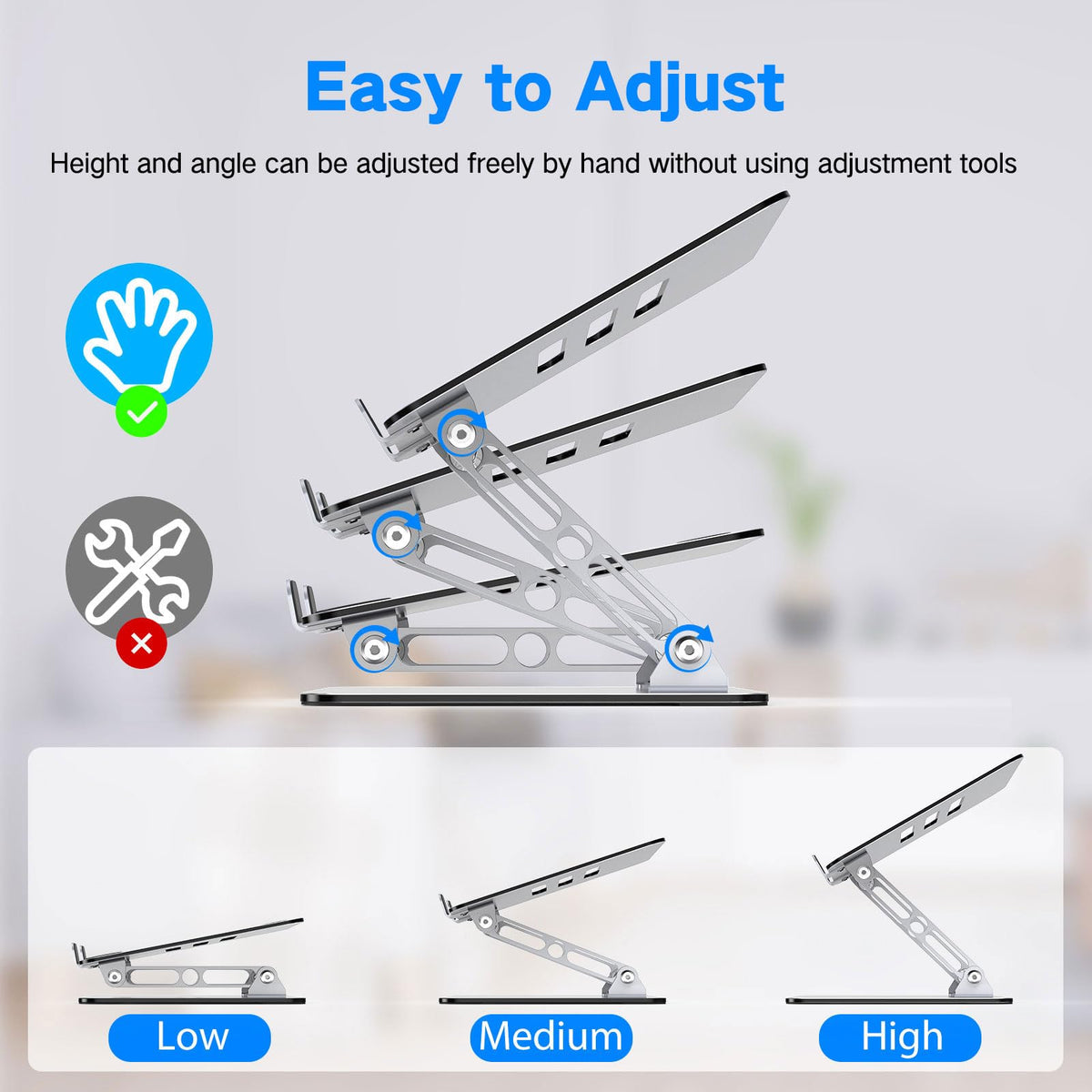 Gogoonike laptop stand ventilated-top-holes design improves airflow for cooler operation.