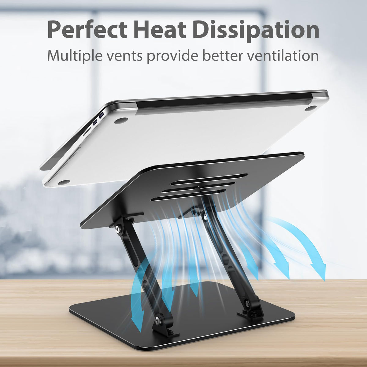 Sturdy metal Gogoonike laptop stand supporting up to 8 kg securely
