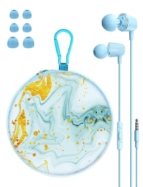 GOGOSINIS kids earbuds with beach-blue case for easy school transport.