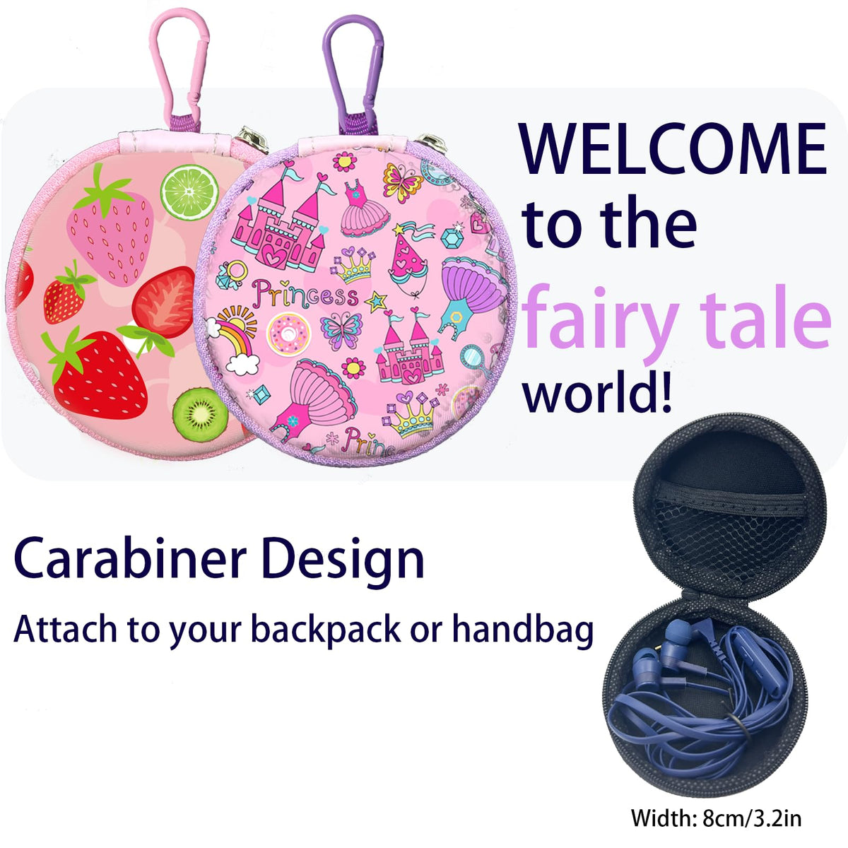 GOGOSINIS kids earbuds carabiner case, clip onto backpack for on-the-go listening.