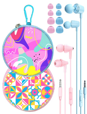 GOGOSINIS Kids Earbuds Energetic Bloom case for easy backpack portability.