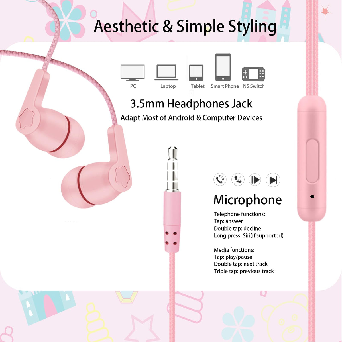 GOGOSINIS small-size kids earphones, light design fits little ears comfortably.